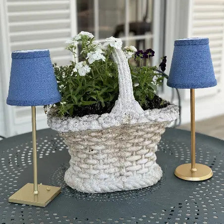 Small Linen Shade Cover in Blue