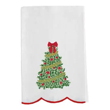 @Tea Towel Traditional Tree Embroidered