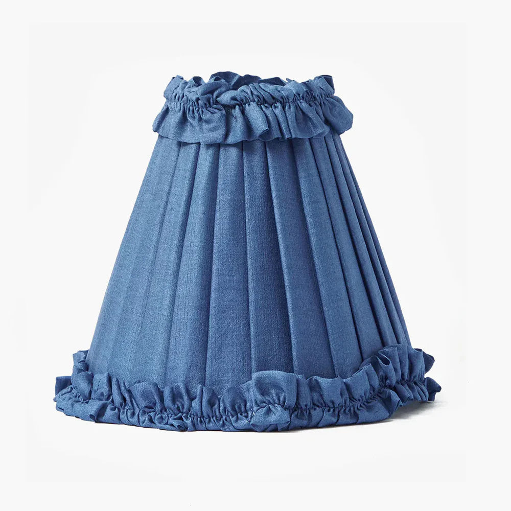 Blue Frilled Silk Lampshade