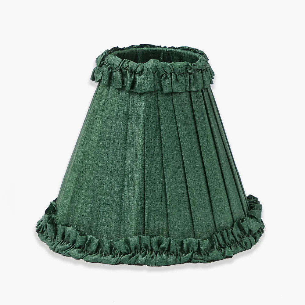 Forest Green Frilled Silk Lampshade