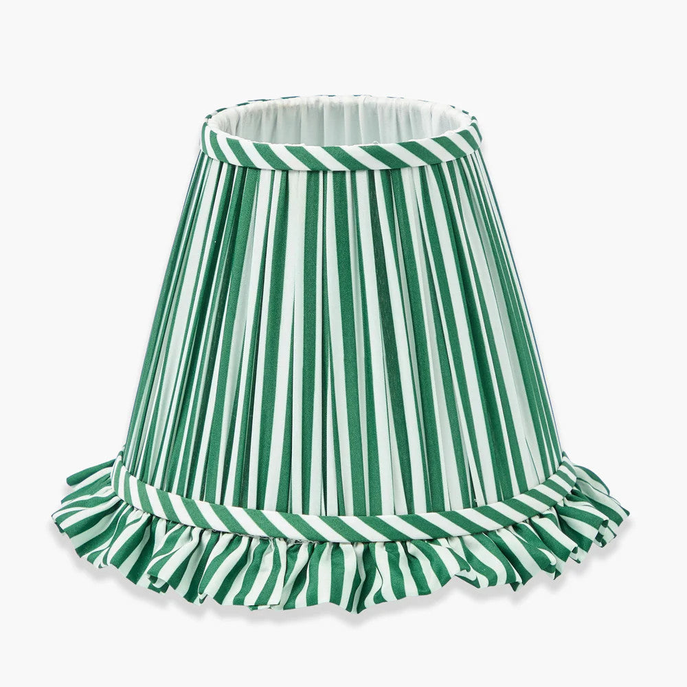 Forest Green Striped Ruffle Lampshade
