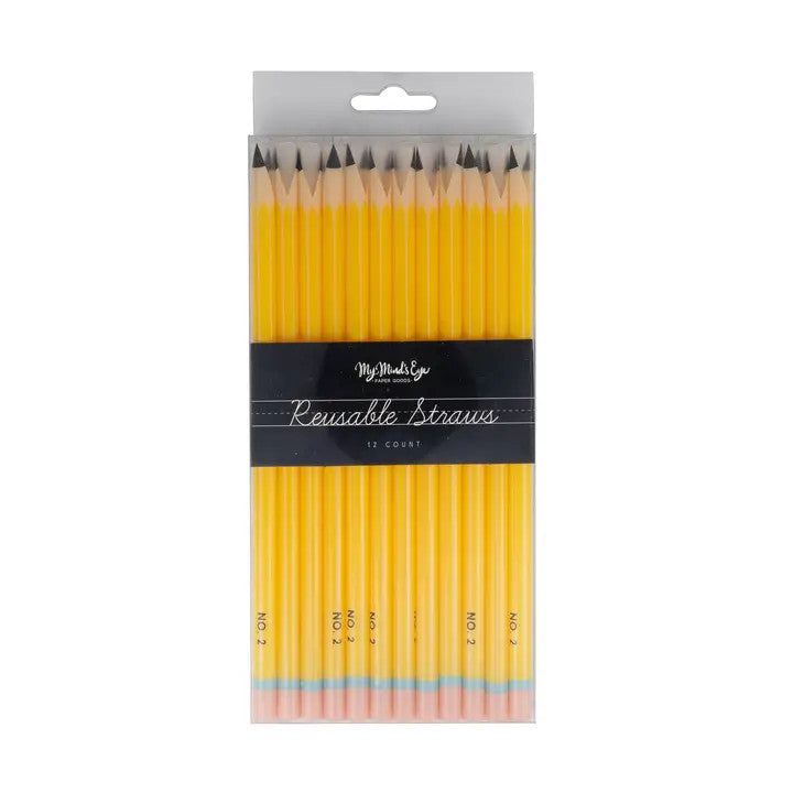 Pencil Reusable Straws - 12 count