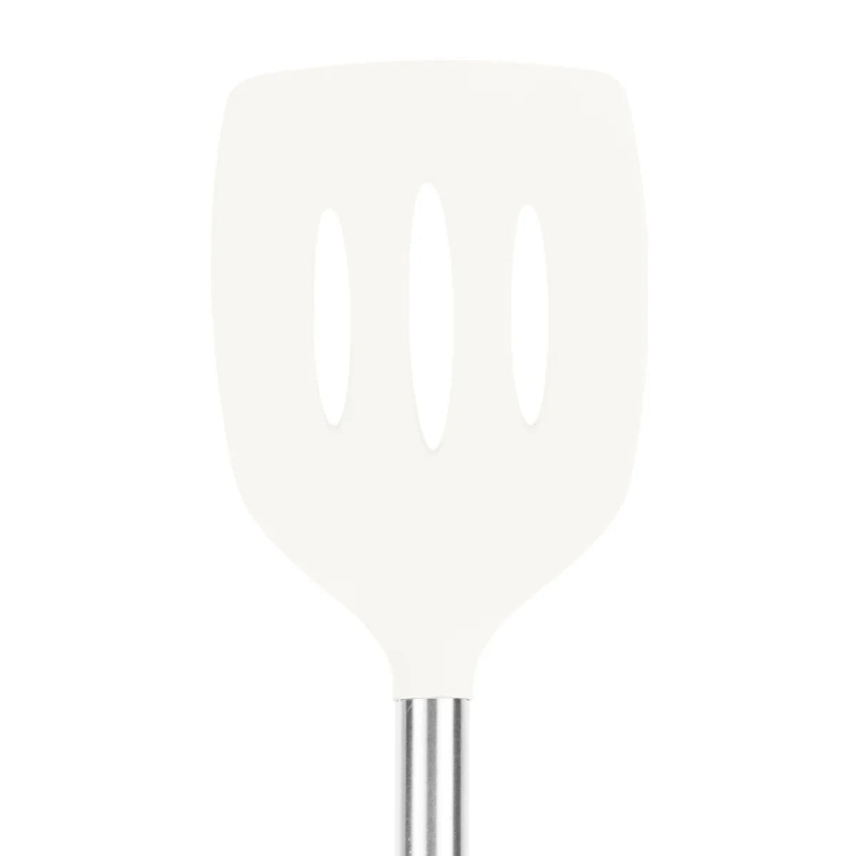 Silicone and Stainless Steel Slotted Turner - White