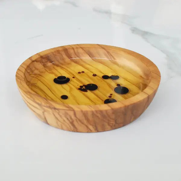 Olive Wood Round Dip Bowl 3.5"