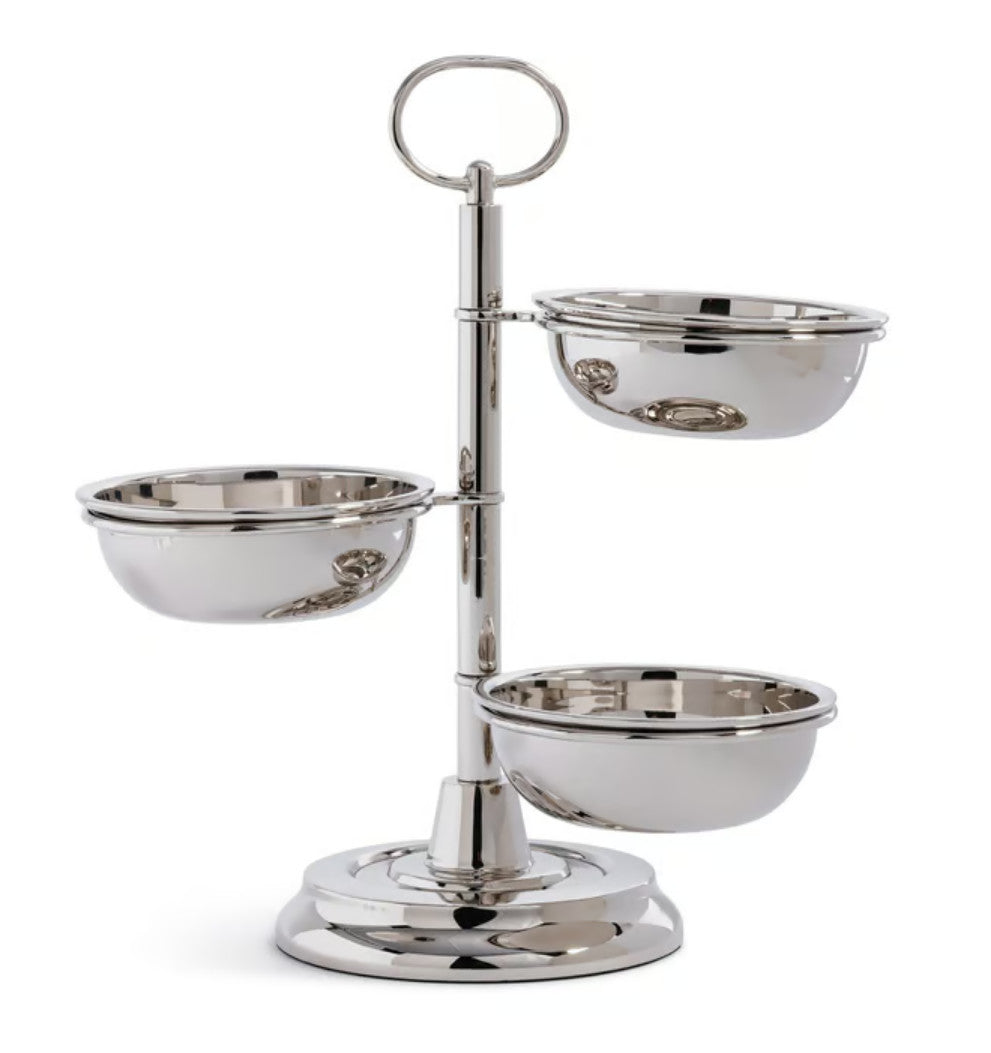 3 Tier Metal Condiment Set- Polished Nickel