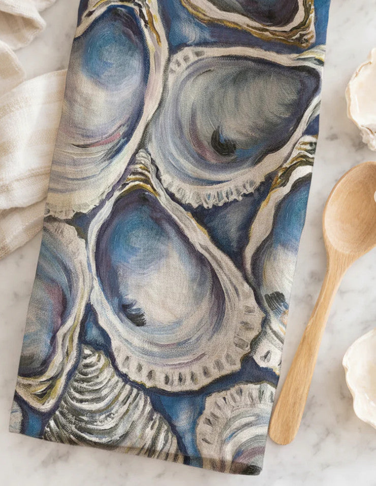 Oyster Tea Towel – Coastal Blue