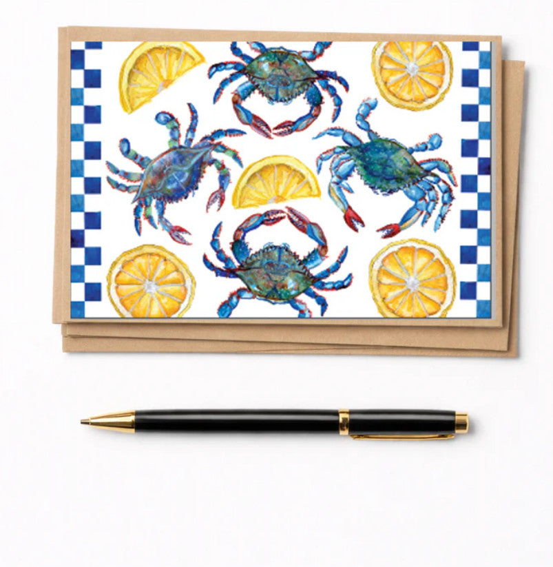 Blue Crabs & Lemons Coastal Notecard