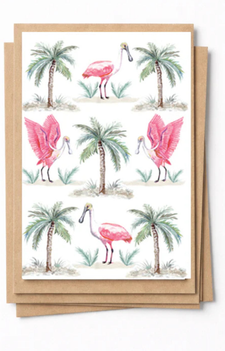 Pink Roseatte Spoonbill Coastal Notecard