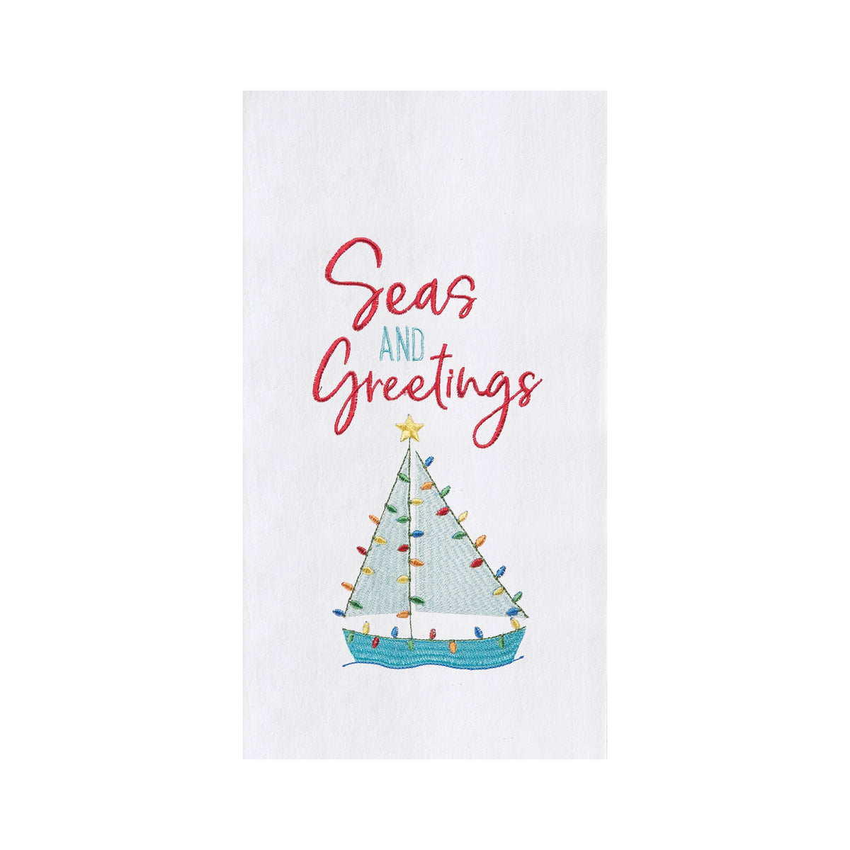 Christmas Seas And Greetings Coastal Kitchen Towel