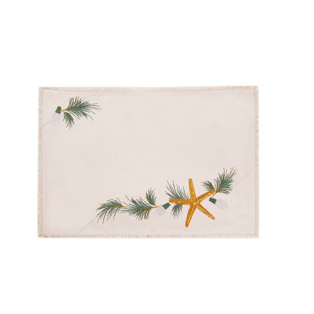Embroidered Holiday Starfish Placemat