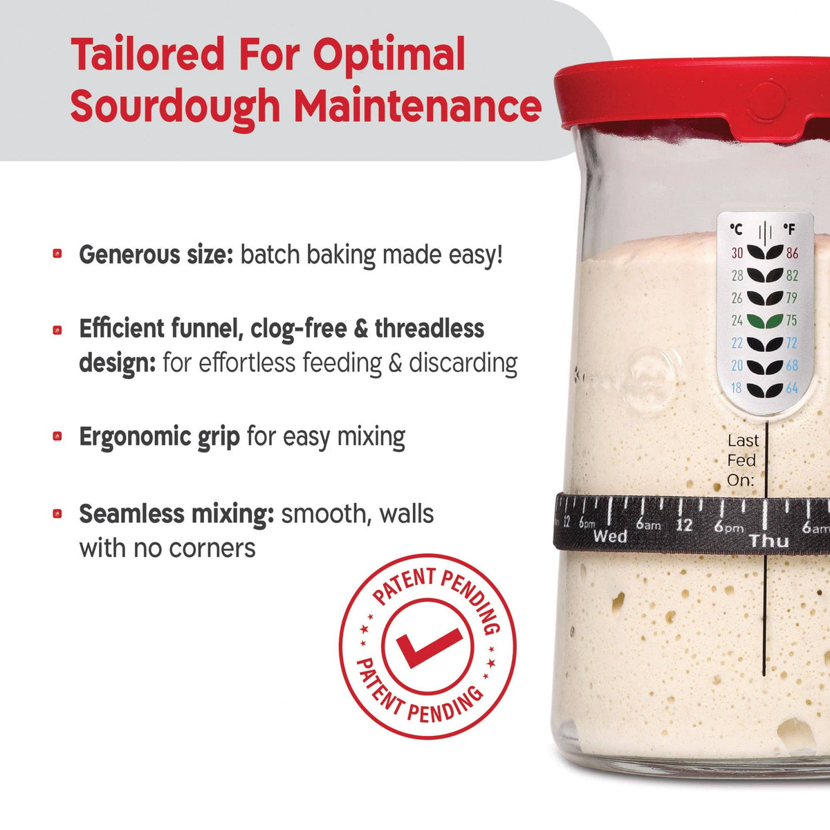 KneadAce® PRO 34 Oz Sourdough Starter Jar