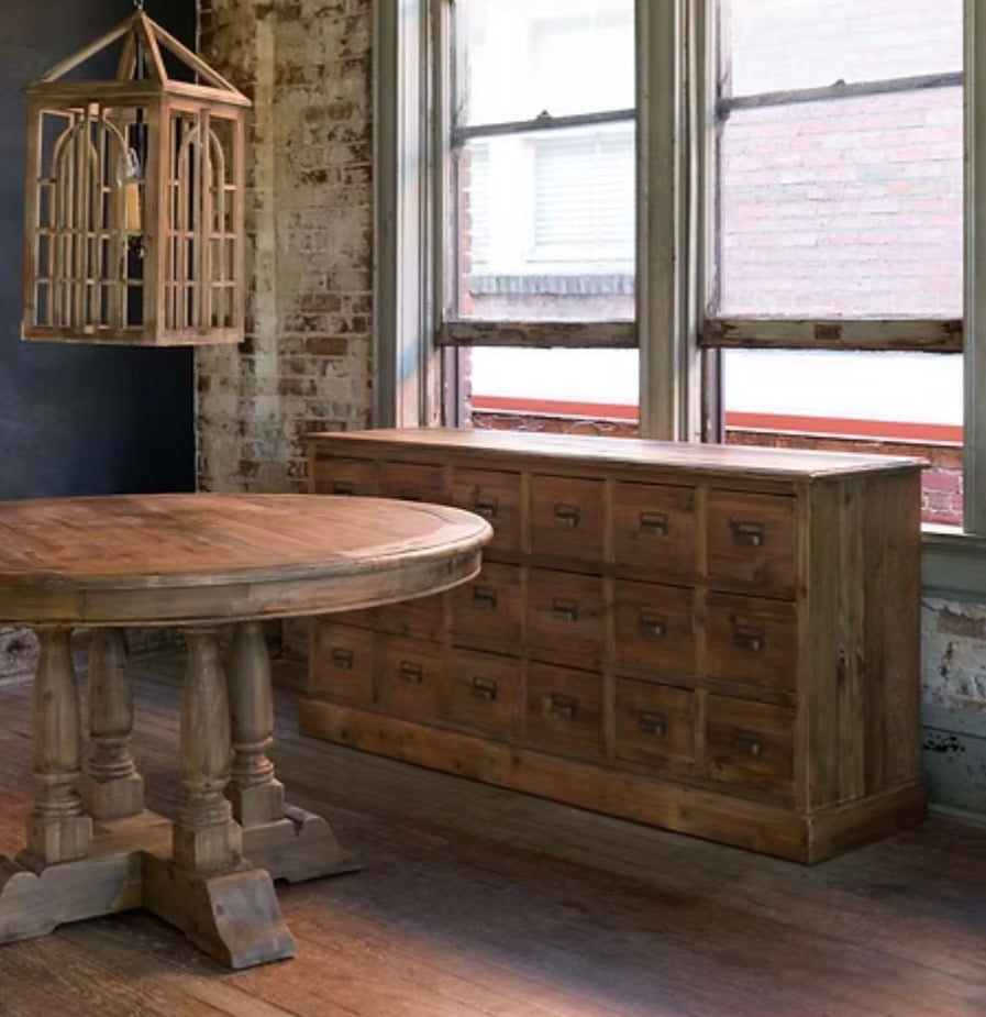 Reclaimed Old Pine 18-Drawer Apothecary Cabinet | Farmhouse Storage Console by Porch View Home