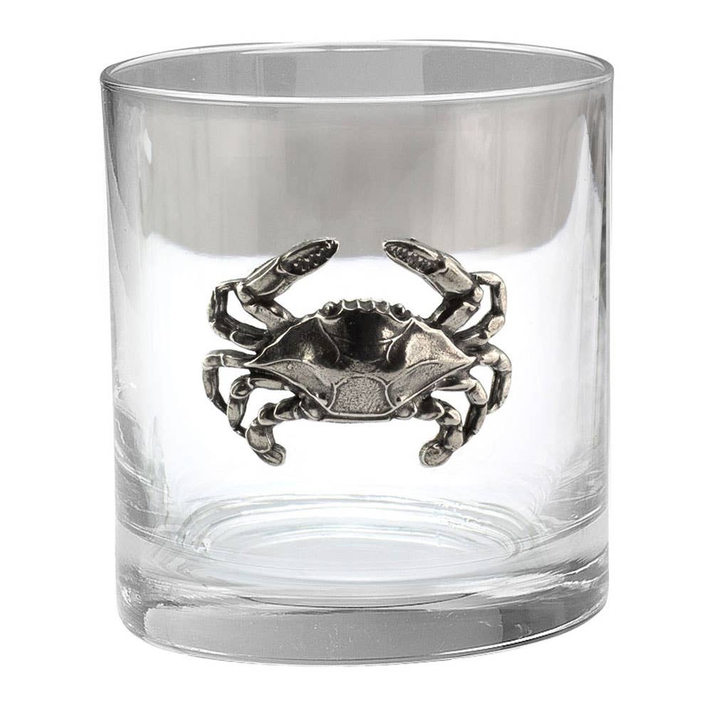 BLUE CRAB OLD FASHIONED GLASSES SET OF 4