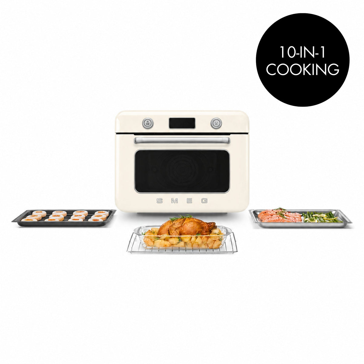 SMEG Countertop Combi Oven with Air Fry and Steam (COF01) – Cream