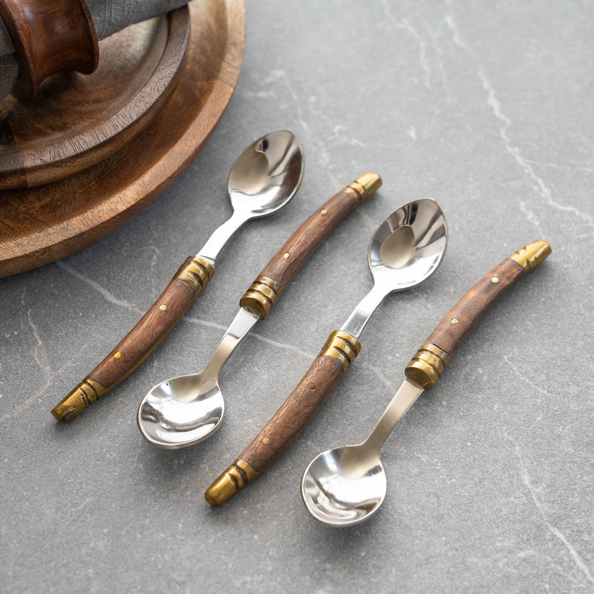 Driftwood & Gold Coffee Spoons, SET OF 4