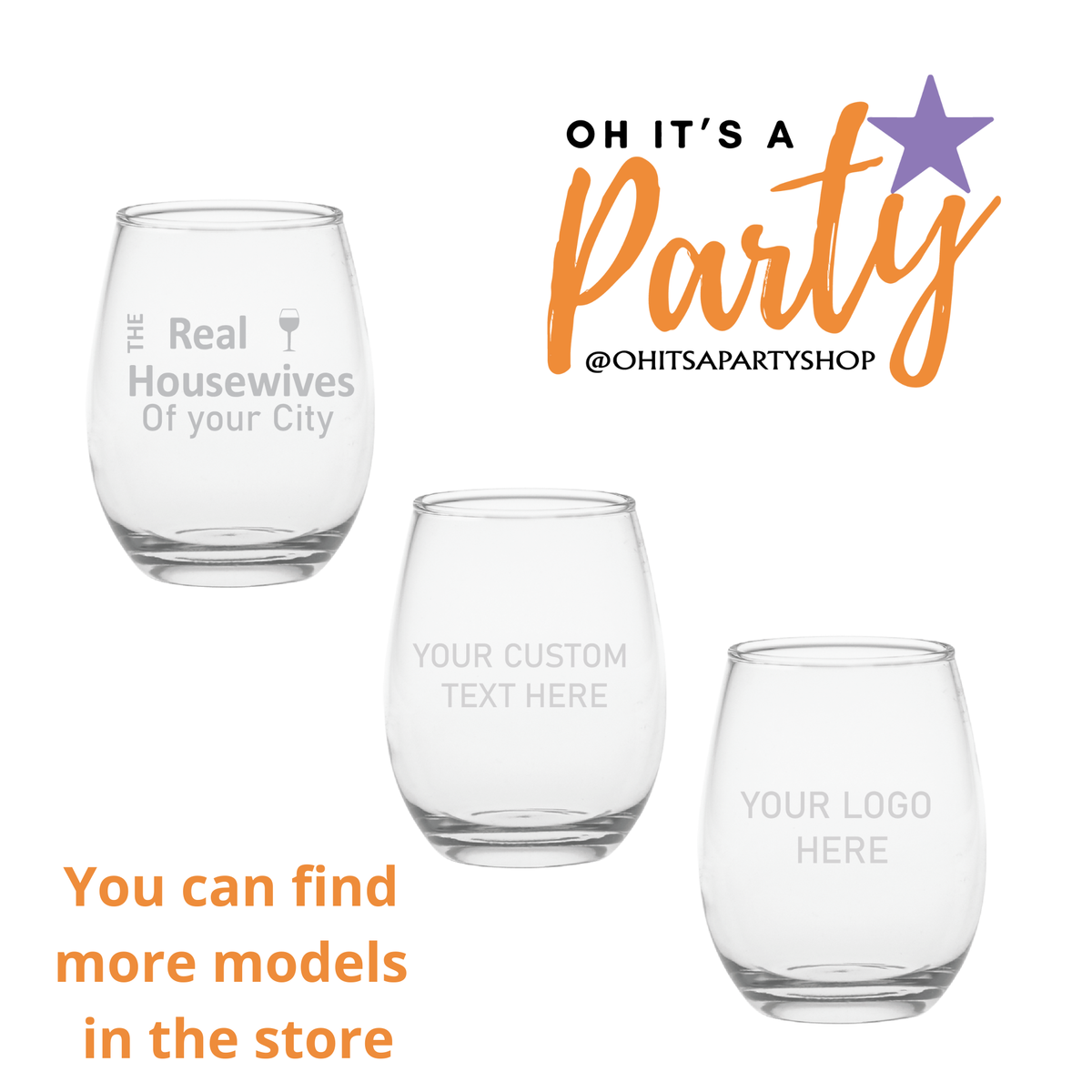The Real Housewives Custom Etched 15oz stemless wine glass