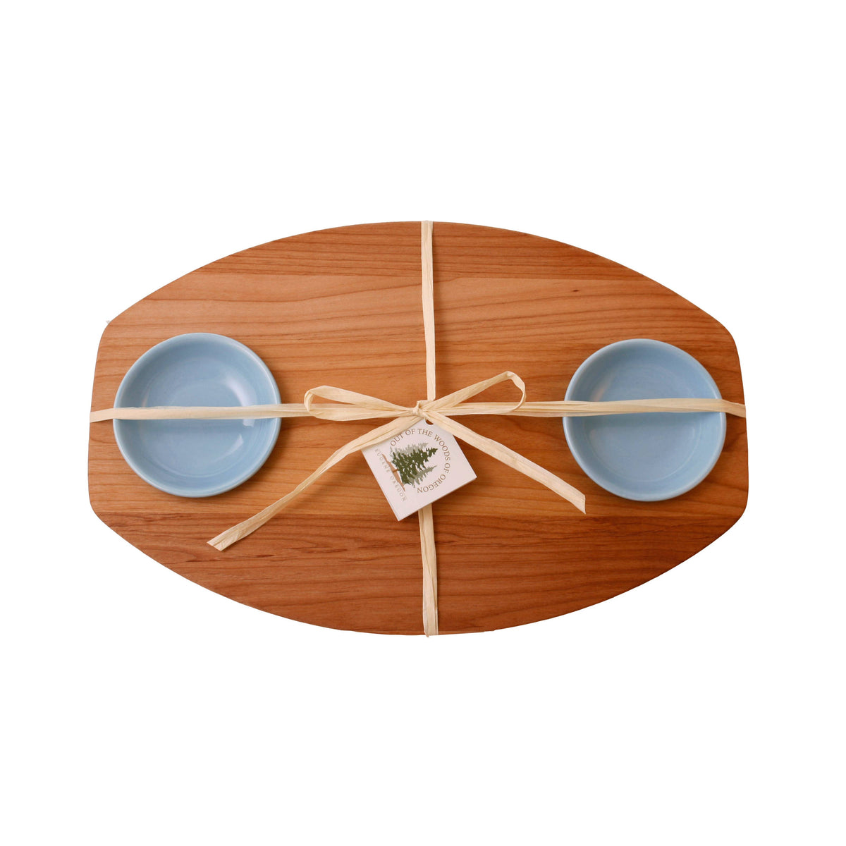 Double Bread and Oil Serving Board with Cornflower Bowls