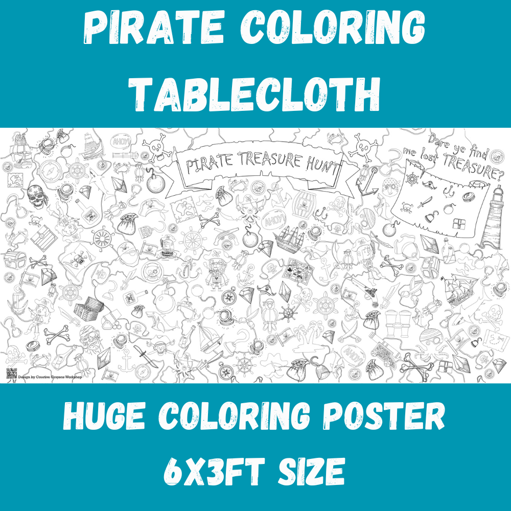 Pirate Coloring Tablecloth Seek & Find Kids Activity