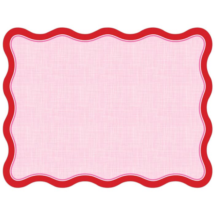 Light Pink Linen with Red Border Posh Die-Cut Placemat