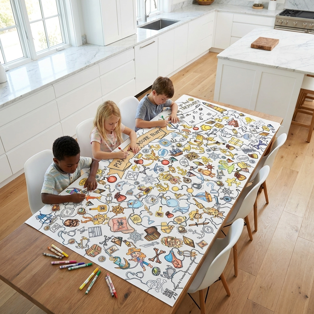 Pirate Coloring Tablecloth Seek & Find Kids Activity