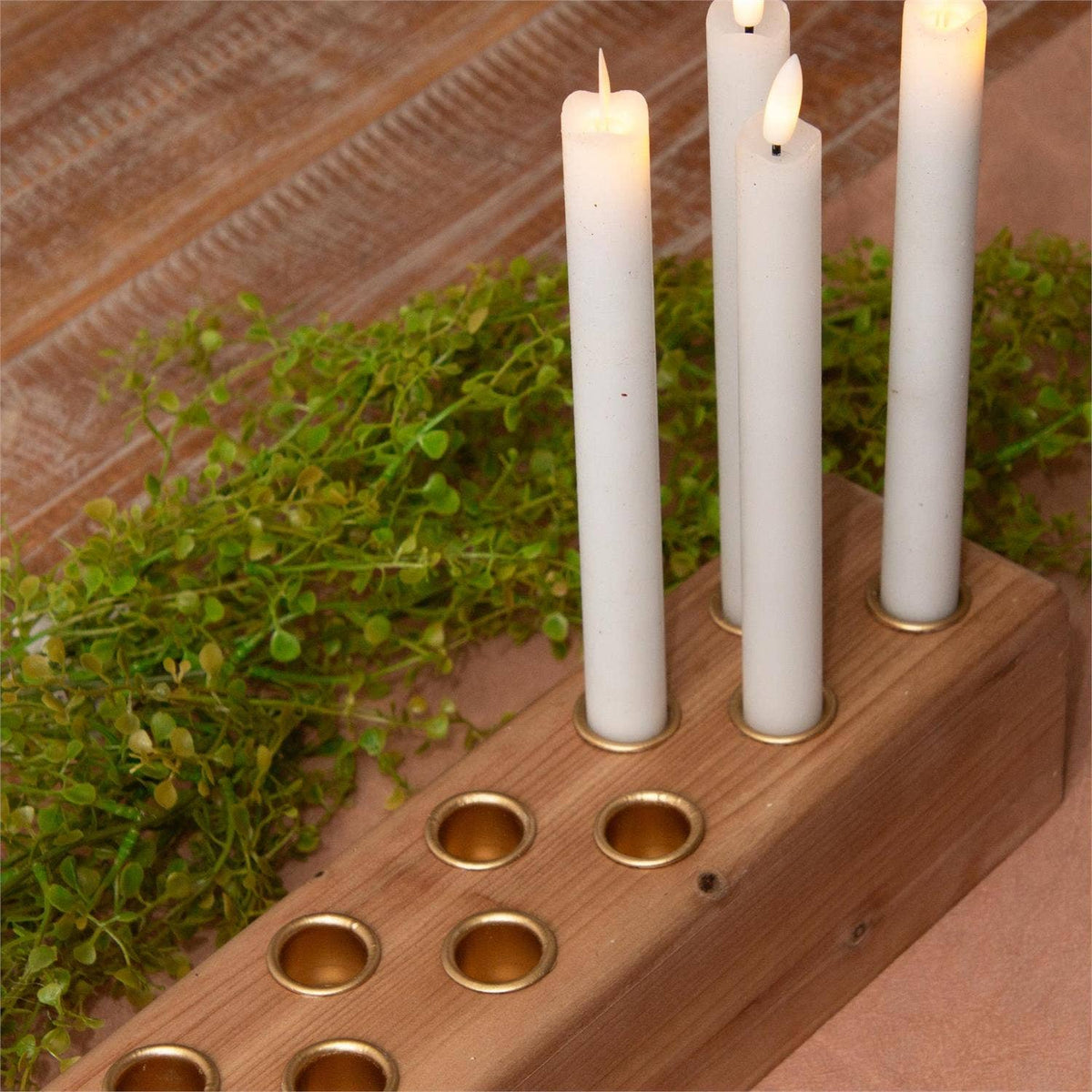 Wooden Taper Candle Holder Centerpiece (PC)