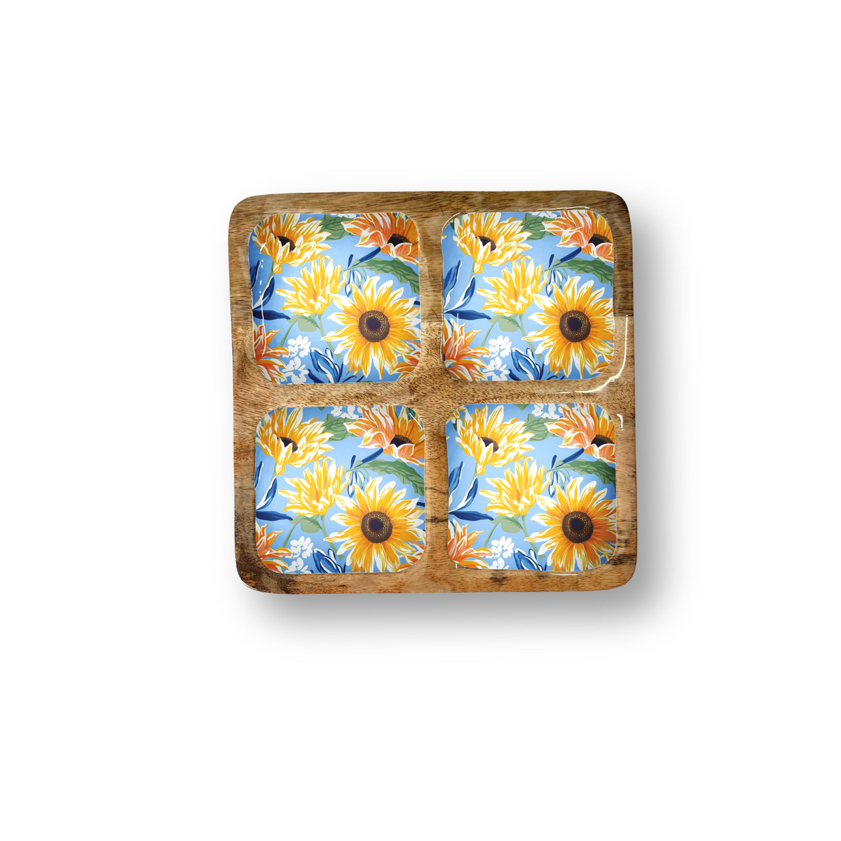 Blue Sunflower 12" Quad Tray w/ 4 Compartments 8-09