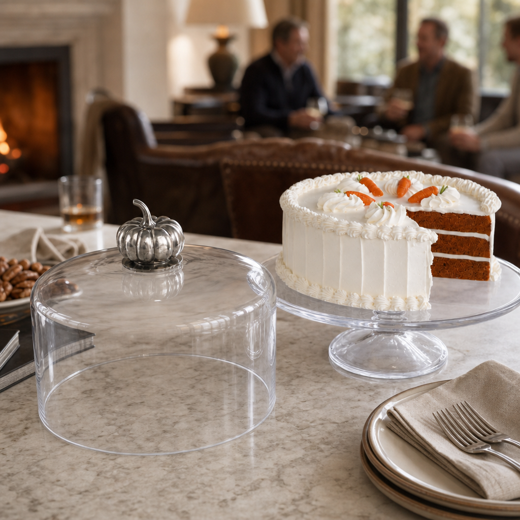 Pumpkin Knob Glass Covered Cake / Dessert Stand