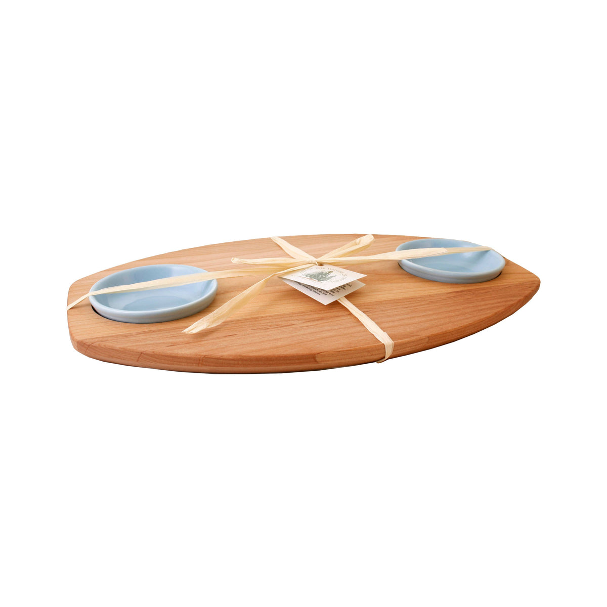 Double Bread and Oil Serving Board with Cornflower Bowls