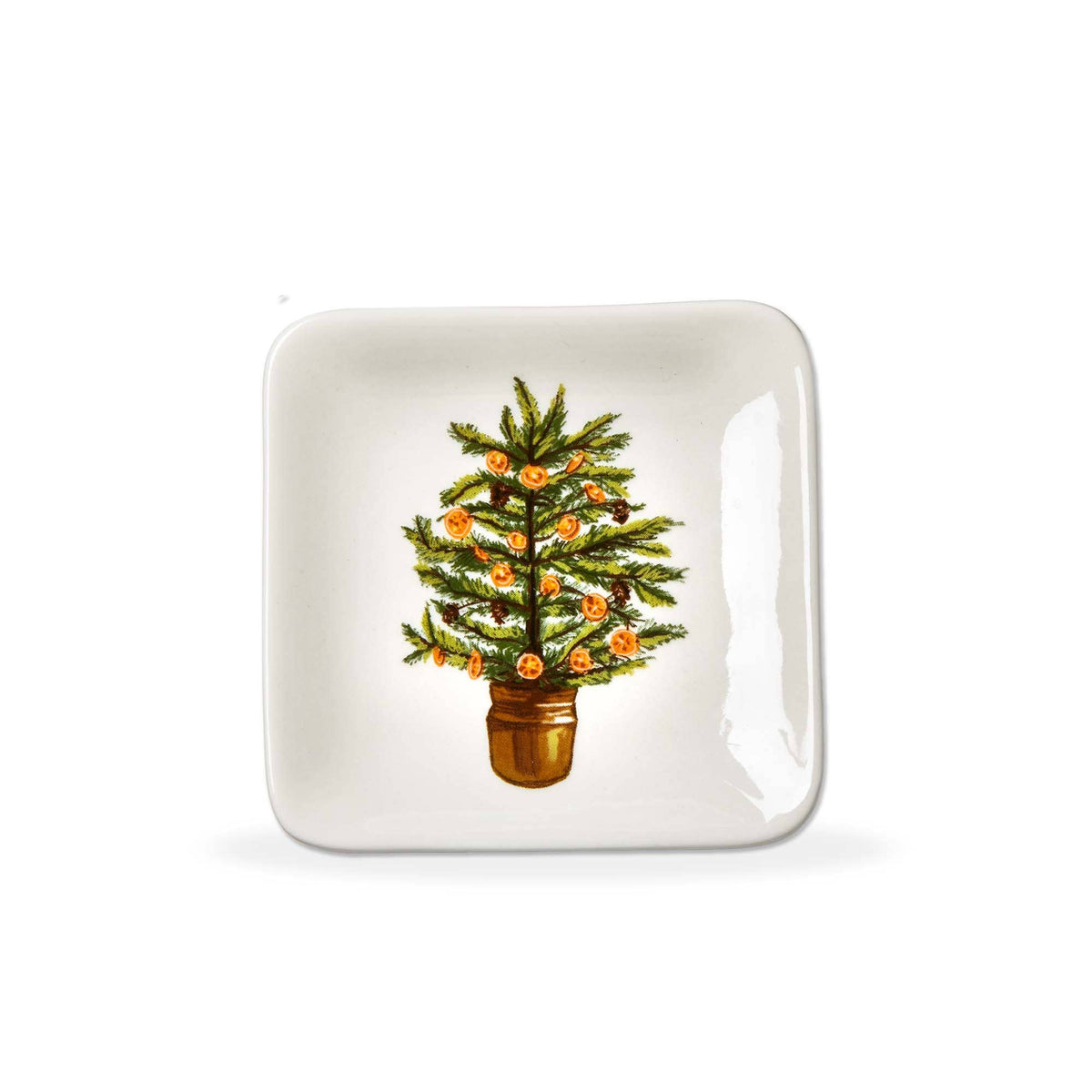 Citrus Tree Trinket Dish Green Multi Stoneware Christmas