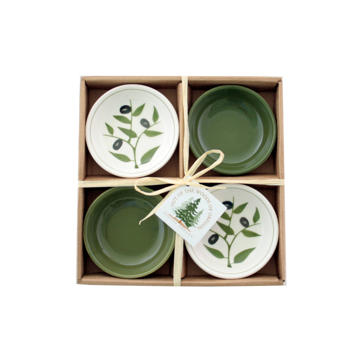 Set of 4 Small Round Bowls - Olive Branch (3.75")
