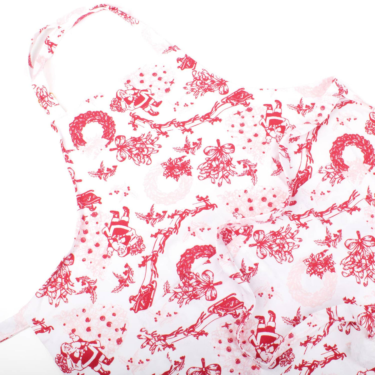 Santa Toile Pom-Pom Cotton Kitchen Apron
