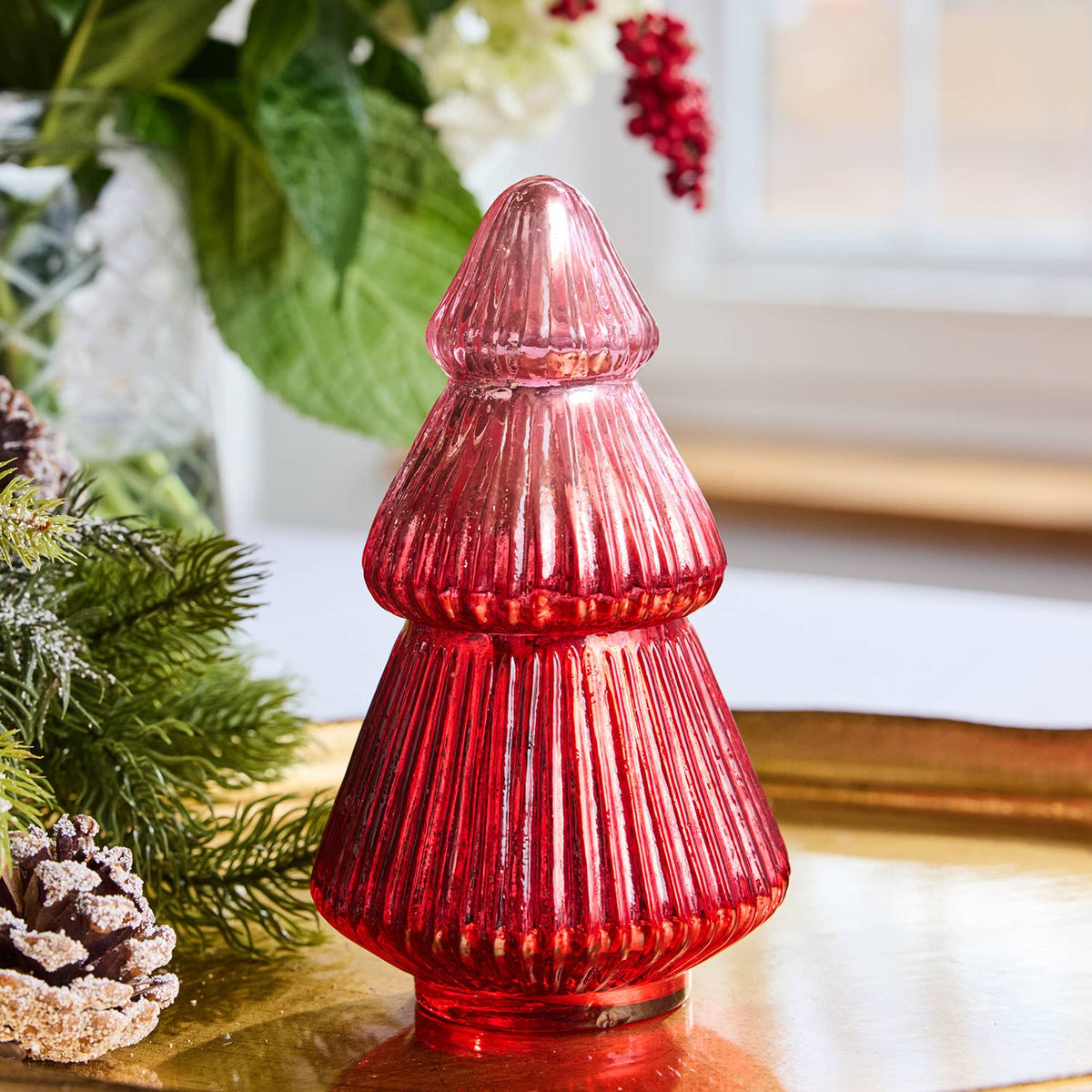 Tree Candle 5" Red Mercury