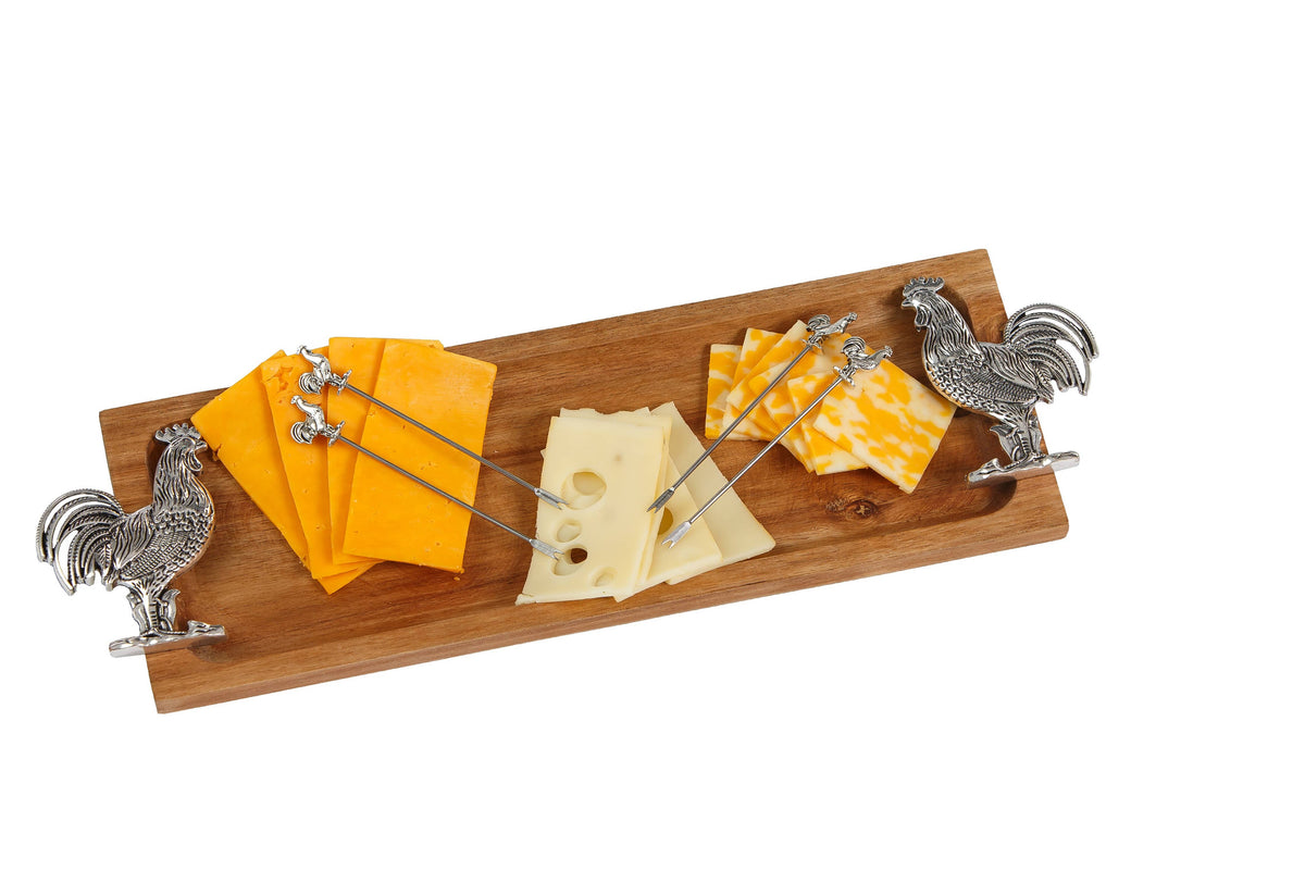 Foodie Bites Acacia Wood Serving Tray & matching food picks