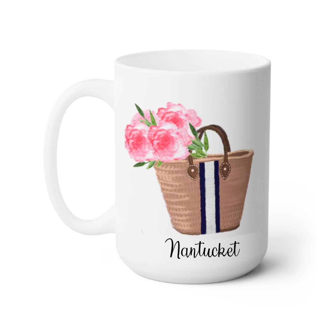 MUG - Straw Bag with Peonies