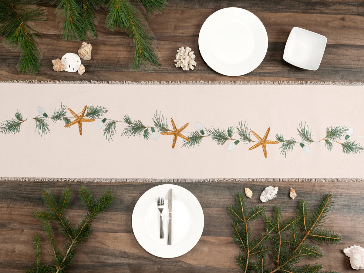 Embroidered Holiday Starfish Runner