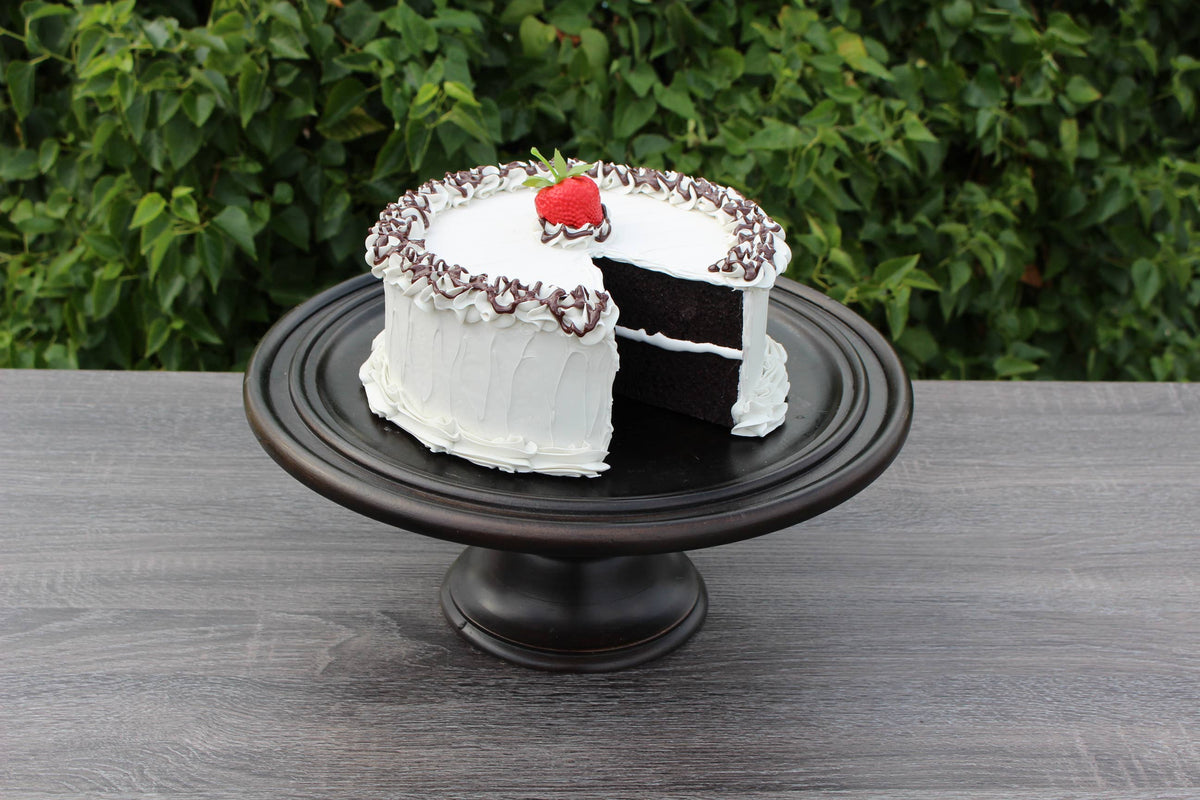 Large Fake Vanilla Cake with Slice Missing