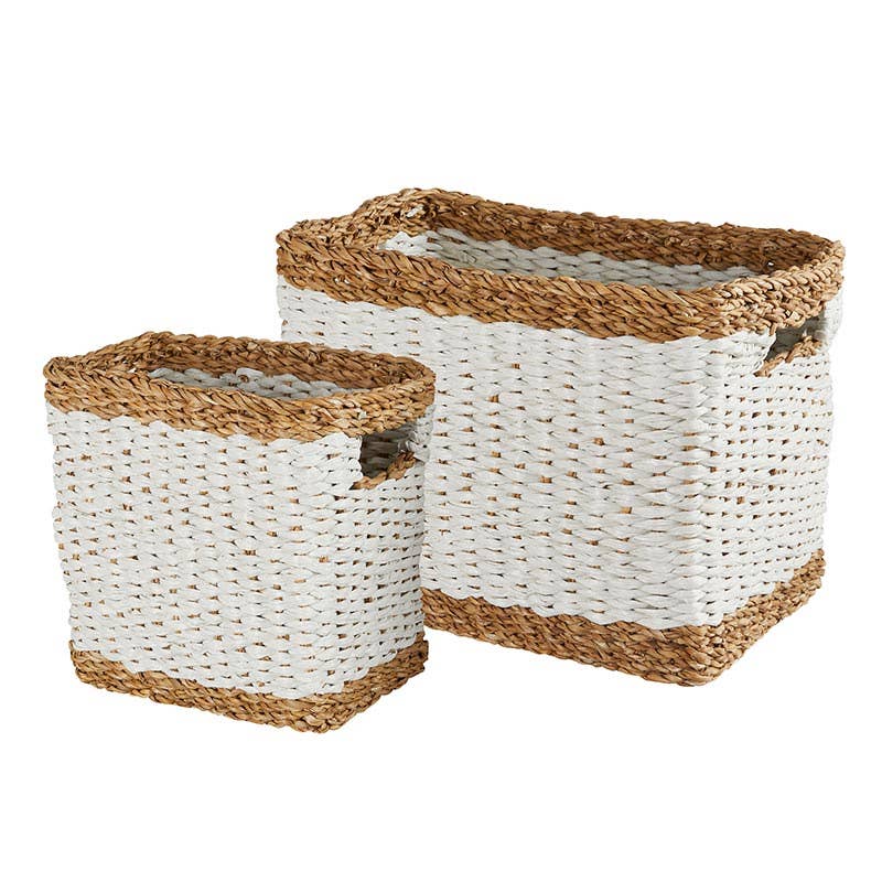 Rectangle White Basket - Set of 2