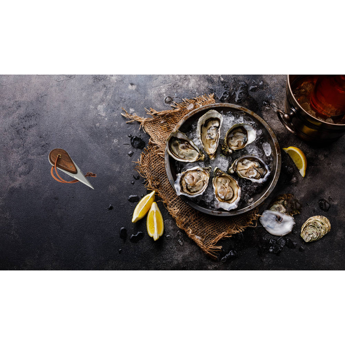 Outset Oyster Shucking Set, Oyster Knife and Guard, 8" x 6"