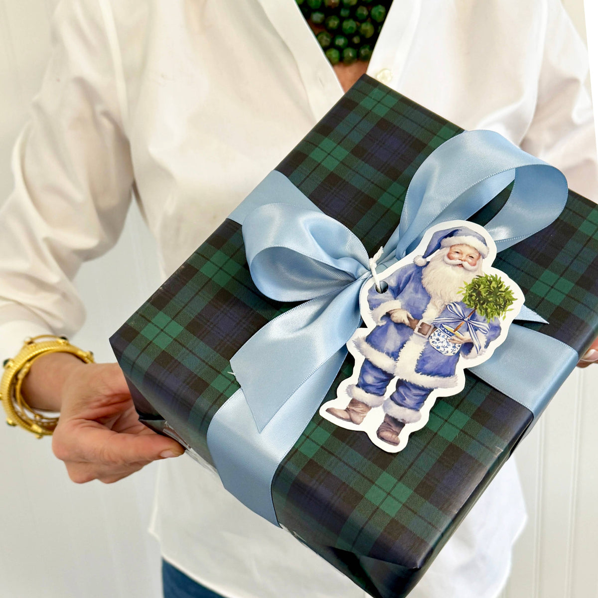 In Stock Blue Santa Die-Cut Gift Tags