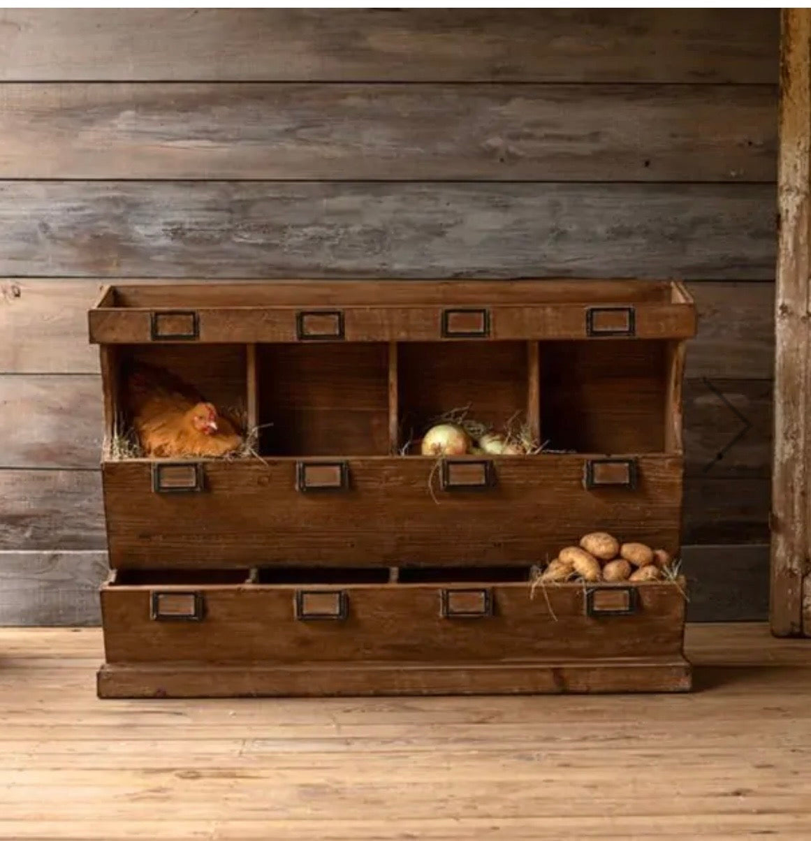 Rustic Farmhouse 8-Bin Wooden Display Counter | Reclaimed Wood Storage Cabinet