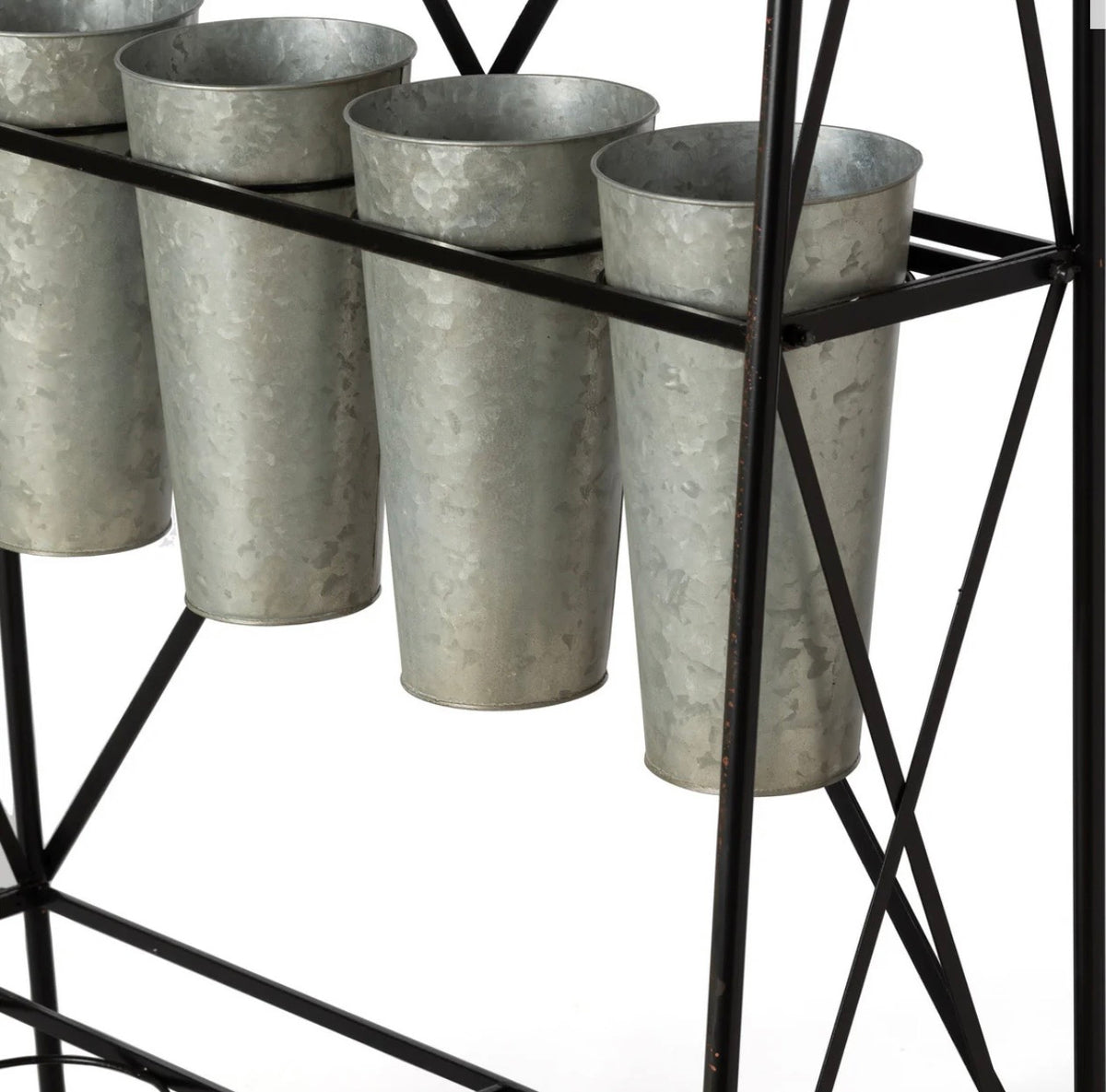 Vintage-Inspired 15-Bucket Galvanized Flower Stem Display Rack | Farmhouse Floral Stand by Parkhill Collection