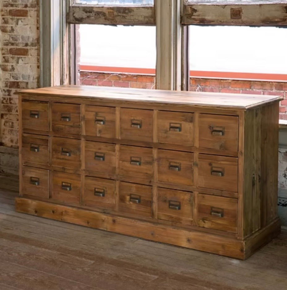 Reclaimed Old Pine 18-Drawer Apothecary Cabinet | Farmhouse Storage Console by Porch View Home