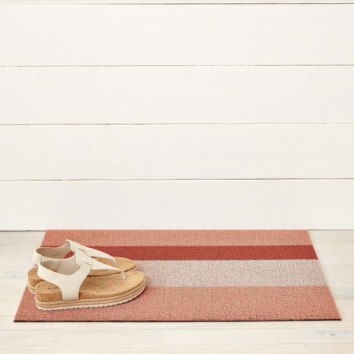 Bold Stripe Shag Mats - Peach
