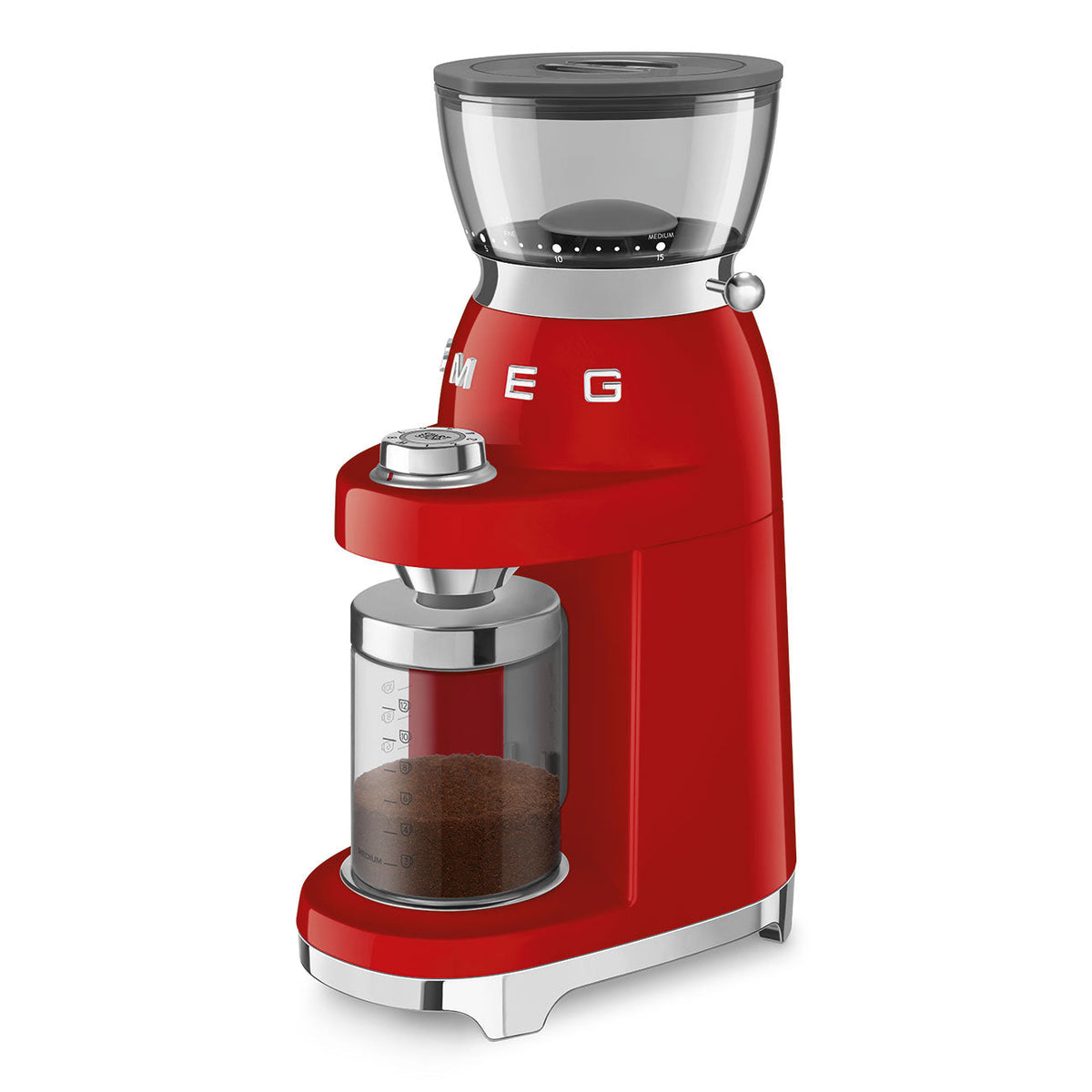 SMEG Multipurpose Conical Burr Coffee Grinder (CGF03) – Red