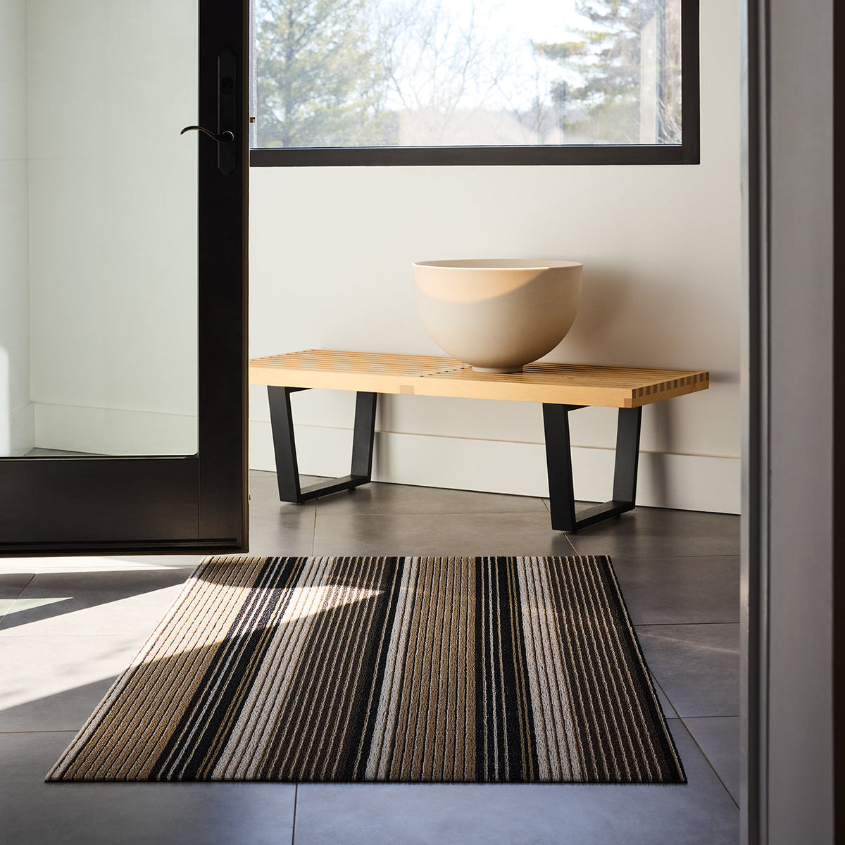 Pleat Stripe Shag Mats - Oyster