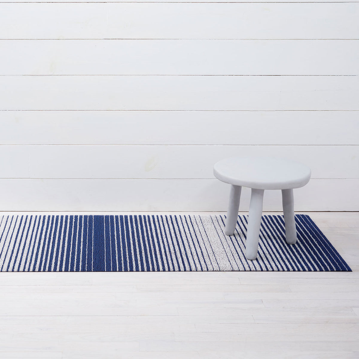 Domino Stripe Shag Mats - Denim
