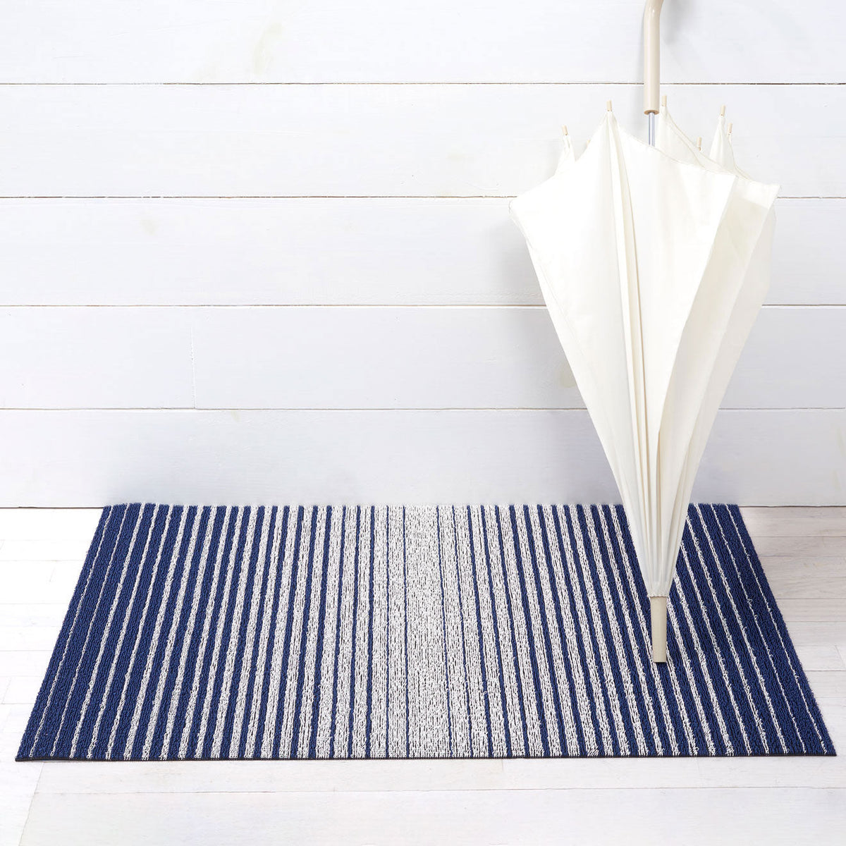 Domino Stripe Shag Mats - Denim