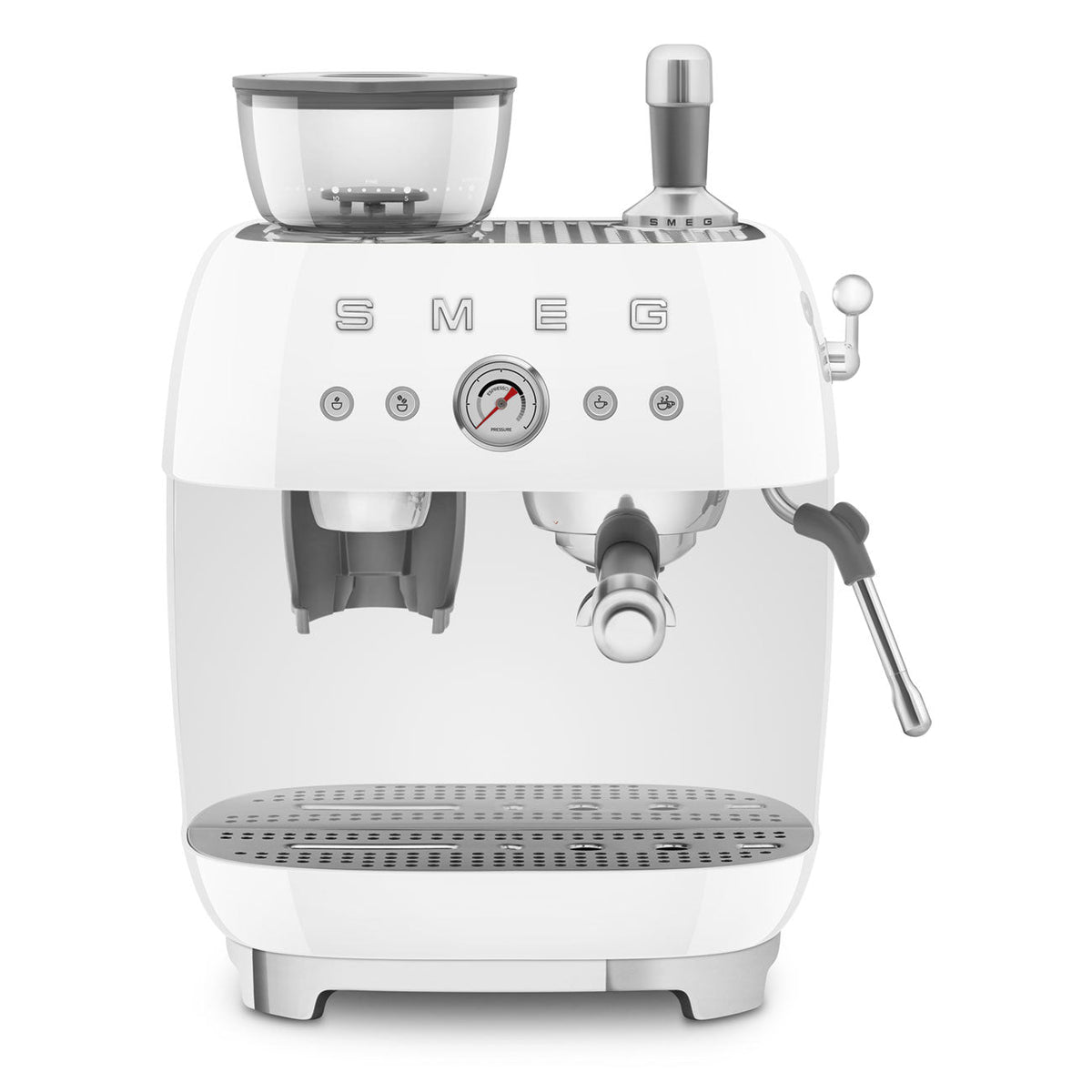 SMEG Espresso Machine with Integrated Grinder (EGF03) – White