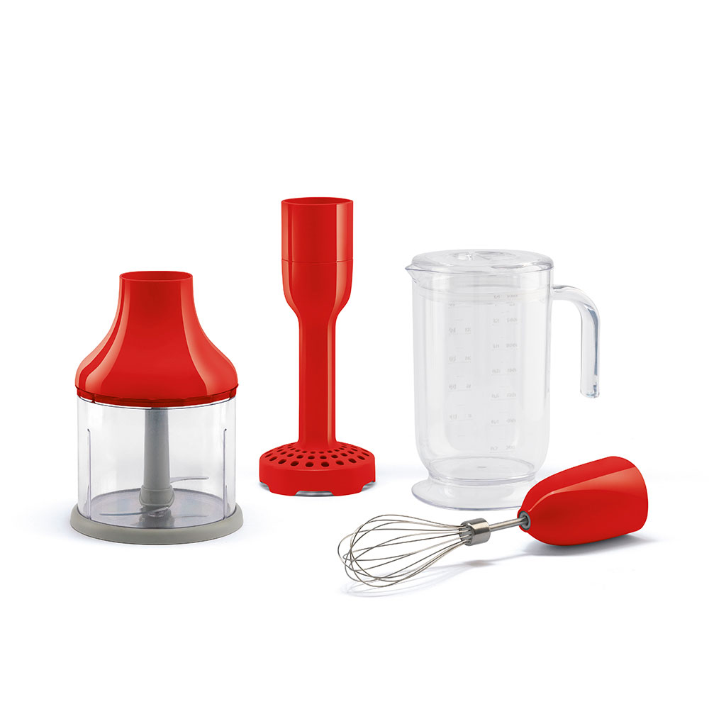 SMEG 4-Piece Accessory Set for Retro-Style Hand Blender – Red