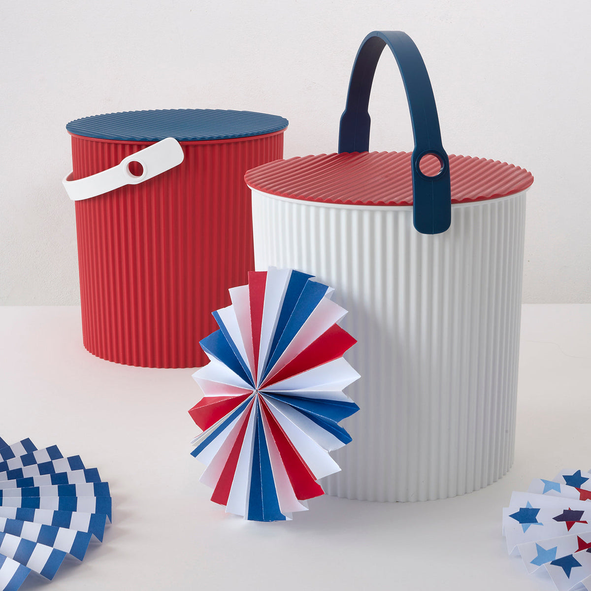 Hachiman Buckets - White Red Blue
